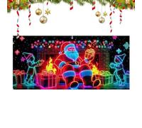 Housse de porte de garage motif Père Noël - Décoration de vacances fluorescente UV | de vacances pour porte de garage | Pour propriétaires, fêtes, hôtes, réunions de famille, fêtes d'hiver