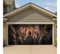 Housse de porte de garage patriotique militaire, grand soldat, décoration extérieure, décoration de jour commémoratif d'été, 397 x 180 cm