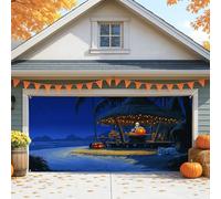 Housse de porte de garage pour Halloween, motif squelette effrayant, citrouille, grandes décorations de porte de garage, décoration d'intérieur et d'extérieur pour fête d'automne, 397 x 180 cm