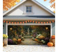 Housse de porte de garage pour jardin d'automne, fontaine florale colorée, grandes décorations de porte de garage, décoration de fond de fête d'intérieur et d'extérieur pour automne, 397 x 180 cm