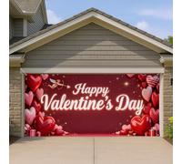Housse de porte de garage pour la Saint-Valentin, décorations en forme de cœur avec dieu de l'amour, décoration de fête festive extérieure et intérieure, 397 x 180 cm
