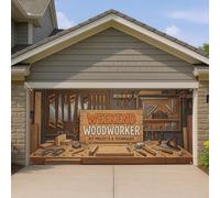 Housse de porte de garage pour menuisier du w nd - Design rustique - Outils de bricolage - Décoration d'intérieur vintage pour intérieur et extérieur - Saisons - 400 x 180 cm