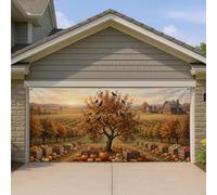 Housse de porte de garage rustique, citrouilles corneilles d'automne orange pour porte de garage, décoration d'intérieur pour jardin, terrasse, extérieur, intérieur, toile de fond de fête, 400 x 180