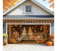 Housse de porte de garage rustique, grandes décorations d'automne pour une utilisation en extérieur, thème de la récolte d'automne pour Halloween et Thanksgiving, 390 x 180 cm