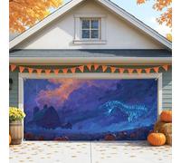Housse de porte de garage squelette de dinosaure, décoration d'Halloween effrayante, grande taille pour intérieur et extérieur, décoration de fête saisonnière d'automne, 390 x 180 cm