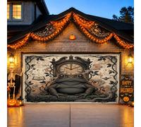 Housse de porte de garage sur le thème gothique du crapaud mystique et de | Horloge gothique, bannière de porte de garage, symboles mystiques, décoration extérieure enchanteresse