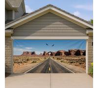 Housse de porte de garage sur route du désert, paysage de canyon rustique, grande décoration de porte de garage, décoration d'intérieur extérieure pour l'été et les voyages en voiture, 397 x 180 cm