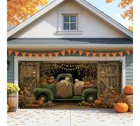 Housse de porte de garage vintage rustique pour camion, grandes décorations de récolte d'automne, décoration intérieure et extérieure pour fête d'automne, 397 x 180 cm
