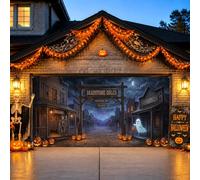 Housse de porte de garage Western Ghost Town Halloween Wild West 397 x 180 | Ville fantôme occidentale, décorations de porte de garage, lanternes jack-o-lanternes, atmosphère effrayante