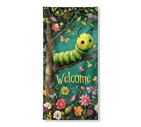 Housse de porte de jardin Welcome Caterpillar, décoration colorée à motif floral, décoration intérieure et extérieure, décoration murale sur le thème de la nature, 91,4 x 183 cm