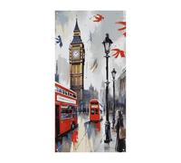 Housse de porte de Londres Printemps été à suspendre Drapeau Panneau de porche Extérieur Vacances Décoration de cour pour porte d'entrée et porche