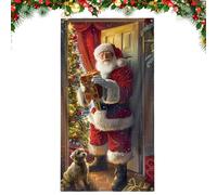 Housse de porte de Noël - 177,8 x 89,9 cm - Drapeau du Père Noël - Bannière de vacances - Pour intérieur et extérieur, garage, porche, terrasse, jardin, cour, ferme, fête, bureau d'hiver