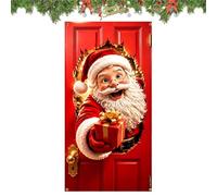 Housse de porte de Noël 180 x 89 cm Décor du Père Noël Drôle qui Défonce la | Bannière de porte pour les célébrations, entrée de magasin, porche, passage