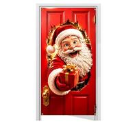 Housse de porte de Noël 180 x 89 cm Décor du Père Noël Drôle qui Défonce la | Housse de porte de Noël amusante pour entrée de magasin, balcon, couloir, séance photo à domicile, fête, célébra