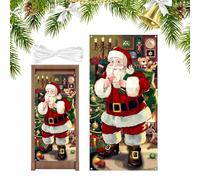 Housse de porte de Noël avec Père Noël - Bannière décorative pour porte de Noël, bannière pour porte de Noël, bannière pour porte imprimée avec Père Noël - Couverture de porte décorative Na