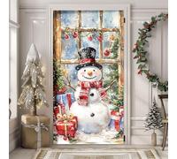 Housse de porte de Noël Décoration de porte d'entrée de Noël Père Noël Bonshommes de neige Sapin de Noël Décor de porte Hiver Boule de Noël Bannière de porte d'entrée Xmas Toile de fond suspendue de