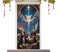 Housse de porte de Noël d'extérieur - Crèche de Noël religieuse en tissu - Fournitures de vacances - Décorations de Noël Jésus | pour vacances, fête d'anniversaire, bureau, maison, chambre, école