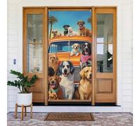 Housse de porte de printemps de 183 x 90 cm - Motif chien - Jours d'été - Bannière de porche à suspendre pour décoration intérieure et extérieure