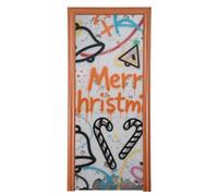 Housse de porte de printemps graffiti Merry Christmas 89,9 x 200,9 cm, bannière d'anniversaire, décoration de fête et fournitures pour la maison M