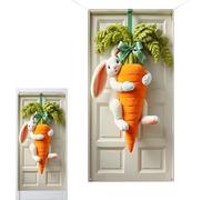 Housse de porte de printemps - Toile de de fête en forme de carotte de lapin, bannière de porte d'entrée, décoration à suspendre en polyester | Porche extérieur, maison, ferme, fête de Pâques