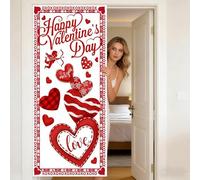 Housse de porte de Saint-Valentin - Panneau romantique sur le thème du cœur | 90 x 179,8 cm - Décorations de porte de Saint-Valentin | Pour intérieur et extérieur, garage, porche, fête, vacances