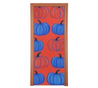 Housse de porte de toilettes avec motifs abstraits de citrouille rouge et bleu, 89 x 200 cm, bannière de fête d'été, porche, décoration intérieure et extérieure M