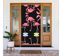 Housse de porte décorative avec quatre flamants roses, parfaite pour les décorations de Noël intérieures et extérieures