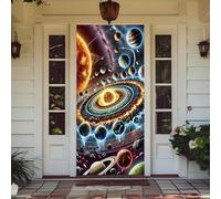 Housse De Porte Decorative,Doorplate Banner,All Year,Couverture De Porte D'EntréE FêTe DéCoration IntéRieur ExtéRieur Pour FêTe De Halloween,NoëL,Anniversaire,Mariage (Galaxie,90x210 Cm)