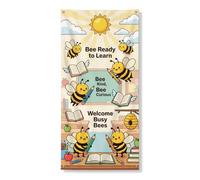 Housse de porte décorative en forme d'abeille - Livre éducatif ludique - Soleil de retour au campus - Jaune avec corde - Couverture de porte d'entrée - Décoration d'intérieur pour porche, mur