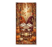 Housse de porte décorative en forme de nain de citrouilles rustique avec corde à suspendre pour porche, terrasse, porte, fête, décoration de fête, 91,4 x 183 cm