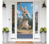 Housse de porte décorative en forme d'œuf de lapin - 180 x 89 cm - Printemps et été - Pour porche de Pâques, jardin, bannière - Toile de fond pour photographie - Toile de fond pour intérieur et