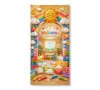 Housse de porte décorative - Nuages arc-en-ciel colorés et ludiques - Sans jaune - Avec corde à suspendre - Décoration d'intérieur pour porche, mur intérieur et extérieur - 91,4 x 183 cm