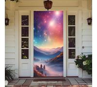 Housse De Porte D'EntréE,BannièRe DéCorative,Couverture De Porte Extra Large,BannièRe De FêTe,Fond De ScèNe Pour Cabine Photo,Affiche IntéRieur/ExtéRieur,Door Cover (Ciel éToilé,90x210 Cm)