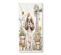 Housse de porte extérieure de 91,4 x 182,9 cm - Motif épagneul Cavalier King Charles - Maison de campagne - Bannière de porte d'entrée et de sortie - Imprimé animal domestique - Décoration d'intérieur