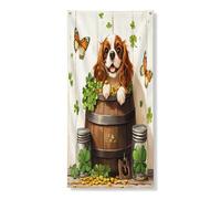 Housse de porte extérieure de chien Cavalier King Charles de Saint-Patrick, 91,4 x 182,9 cm, maison de chiot rustique, bannière de porte d'entrée et de sortie, décoration de maison imprimée ferme