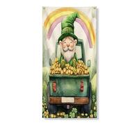 Housse de porte extérieure de la Saint-Patrick 91,4 x 182,9 cm - Motif trèfle léprechaun - Bannière de porte avant et arrière - Décoration de porte d'entrée et de sortie - Décoration de ferme imprimée