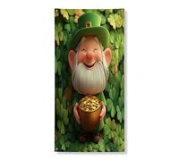 Housse de porte extérieure de la Saint-Patrick 91,4 x 183 cm, style 3D trèfle léprechaun, bannière de porte avant et arrière, décoration amusante pour la maison, le porche