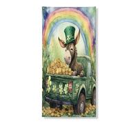 Housse de porte extérieure de la Saint-Patrick en forme d'âne 91,4 x 182,9 cm - Bannière de porte d'entrée et de sortie - Décoration de porche d'intérieur - Arc-en-ciel
