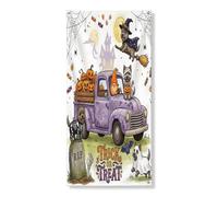 Housse de porte extérieure pour Halloween, camion cairn terrier, 91,4 x 182,9 cm, maison effrayante pour porte avant et arrière, décoration de porche effrayante pour la maison