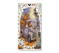 Housse de porte extérieure pour Halloween, camion et schnauzer 91,4 x 182,9 cm, maison effrayante pour porte d'entrée, décoration de porche d'intérieur effrayante