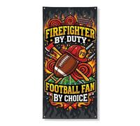 Housse de porte graphique avec citation des fans de football pompiers 91,4 | Thème pompier, toile de fond de porte d'entrée, amateur de sport, imagerie héroïque, décoration de grotte d'homme