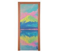 Housse de porte japonaise Fuji Mountain 89,9 x 200,9 cm Bannières pour l'extérieur Printemps Été Décor saisonnier M