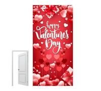 Housse de Porte pour la Saint-Valentin | Panneau Décoratif Cœur Romantique,90 x 180 cm Bannière de Porte pour la Saint-Valentin | pour Intérieur Extérieur Garage Porche Fête