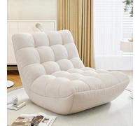 Housse de pouf à remplissage automatique avec repose-pieds imperméable en similicuir pour chaise longue et canapé-lit, idéale pour une utilisation en intérieur et en extérieur, blanc uniquement
