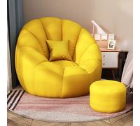 Housse de pouf avec rangement - Housse de fauteuil en tissu Teddy ultra doux - Housse de pouf moelleux - Confortable pour chambre à coucher, salon et appartement (sans rembourrage) - Jaune