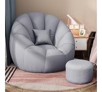 Housse de pouf avec rangement - Housse en tissu Teddy ultra doux pour fauteuil - Housse de pouf moelleux - Confortable - Chaise de loisirs pour chambre à coucher, salon et appartement (sans
