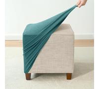 Housse de pouf carré d'extérieur - Protection élastique pour repose-pieds petit/grand - Housse résistante aux intempéries (38 x 38 cm) - Décoration d'intérieur élégante