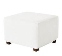 Housse de pouf carré douce et extensible avec élastique pour repose-pieds rectangulaires et carrés Crème 80 x 80 cm Parfaite pour décoration d'intérieur