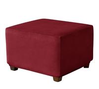 Housse de pouf carré élastique pour ottomane rouge, 110 x 110 cm, extensible, facile à installer pour décoration d'intérieur moderne