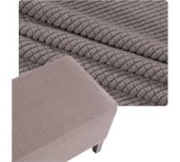 Housse De Pouf Carré Extensible en Tissu Jacquard Élastique, Protège Meuble Anti-Glissant pour Ottoman, Repose-Pieds Et Tabouret Lavable Machine, Idéal pour Salon(Taupe,28x28in/70x70cm)